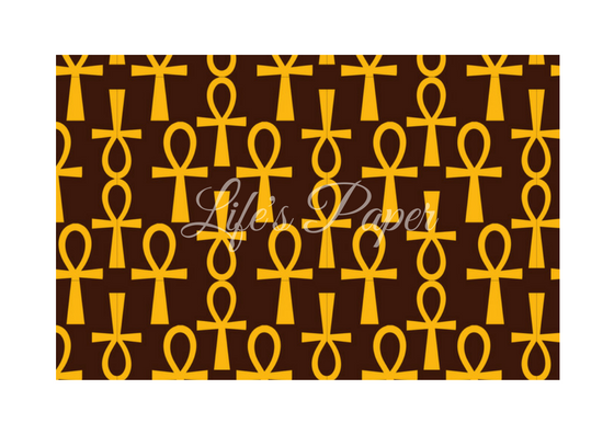 Ankh Greeting Card-Brown and Gold