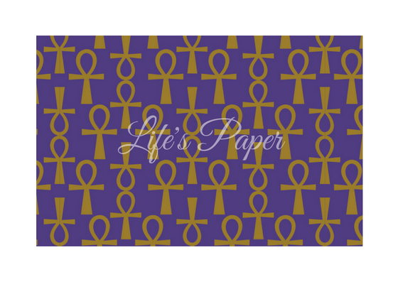 Ankh Greeting Card-Purple and Gold