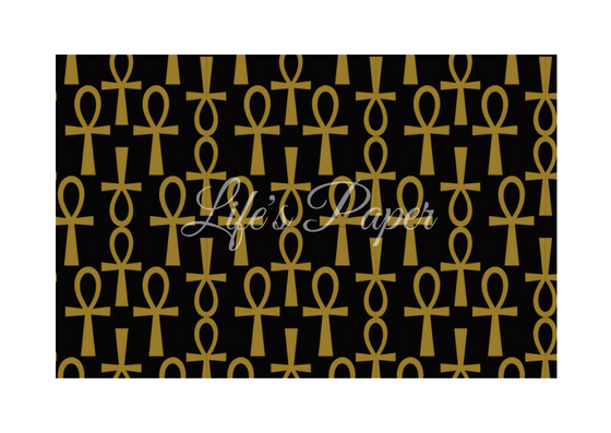 Ankh Greeting Card-Black and Gold