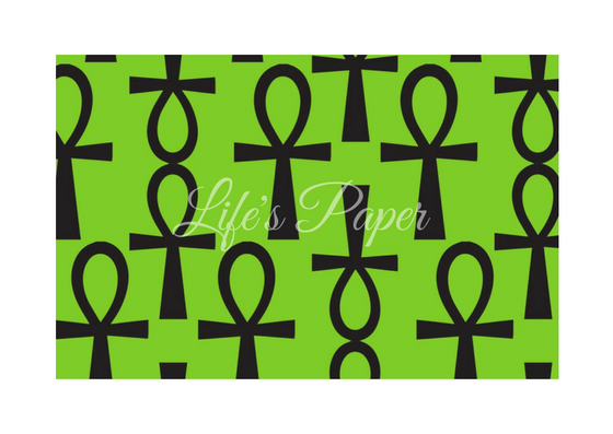 Ankh Greeting Card-Green and Black